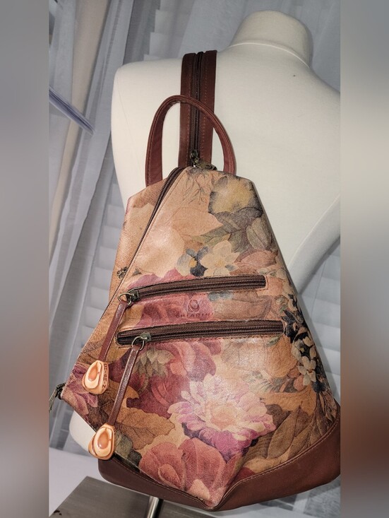 CHIARINI Floral Print Wedge Backpack Sling Bag - Brown Floral main image 6